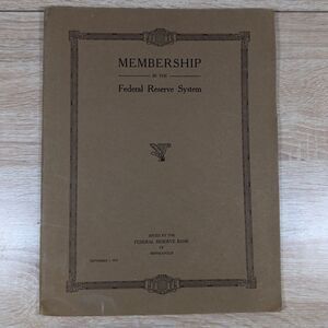 1919 Federal Reserve System Booklet – Minneapolis – Original – Rare